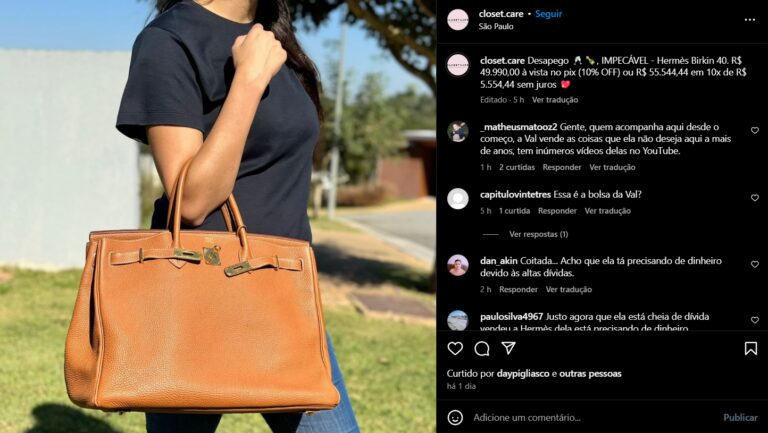 Em meio à crise, Val Marchiori coloca à venda bolsa de luxo pela metade do preço Reprodução