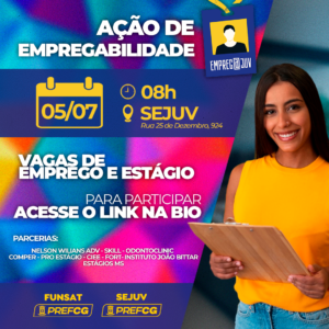 Empreg@Juv oferta vagas de emprego e estágio nesta sexta-feira (05)