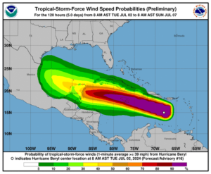Furacão Beryl bate recordes catastróficos no Caribe