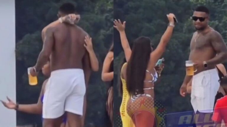 Davi Brito é flagrado aos beijos com morena misteriosa em aniversário; vídeo