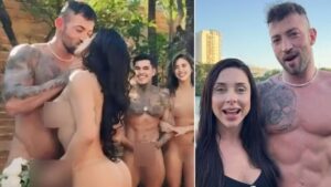 Noivos que viralizaram ao se casar pelados se separam após dois meses