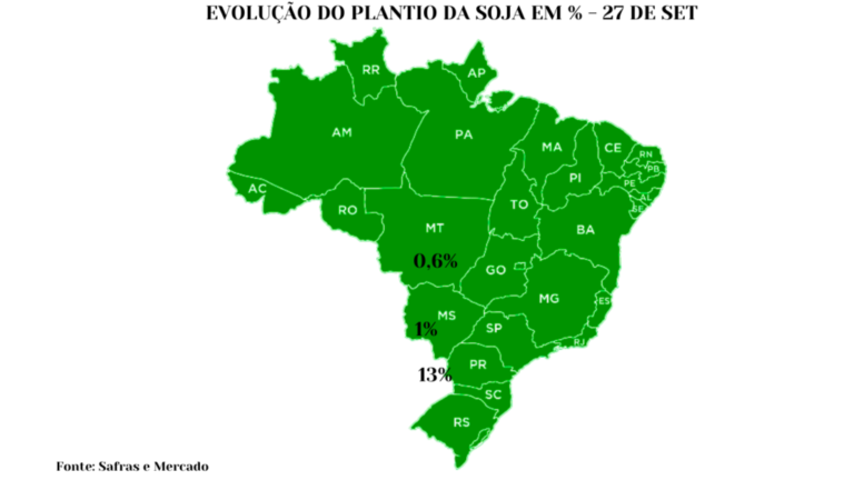 Como está o plantio da soja no Brasil? Veja a porcentagem da semeadura por região