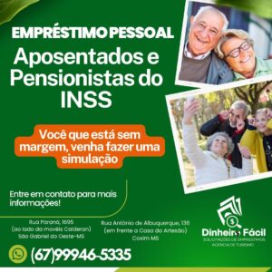 Dinheiro Fácil oferece empréstimos para aposentados e pensionistas do INSS, mesmo sem margem disponível