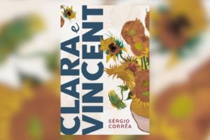 Capa de livro branca com o título e flores