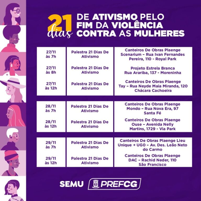 Campanha 21 Dias de Ativismo pelo Fim da Violência contra as Mulheres já começou e segue até dezembro