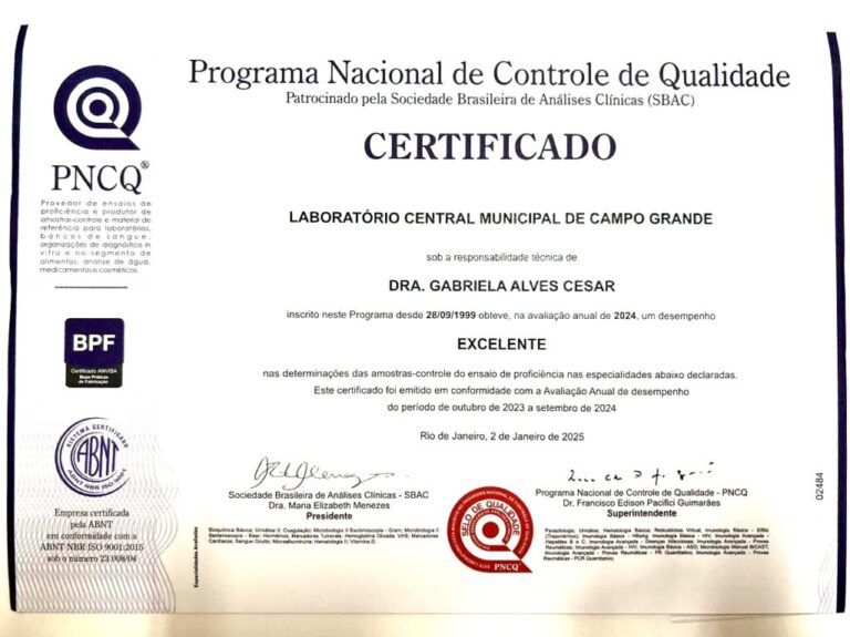 LABCEM é reconhecido com Certificado de Excelência em qualidade de exames