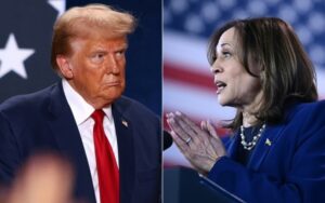 Os dois principais candidatos às eleições de 5 de novembro nos EUA: o ex-presidente republicano Donald Trump e a vice-presidente democrata Kamala Harris