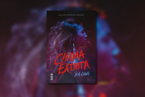 Capa de livro com a imagem de uma mulher de cabelos cumpridos voando com o título e o nome da autora