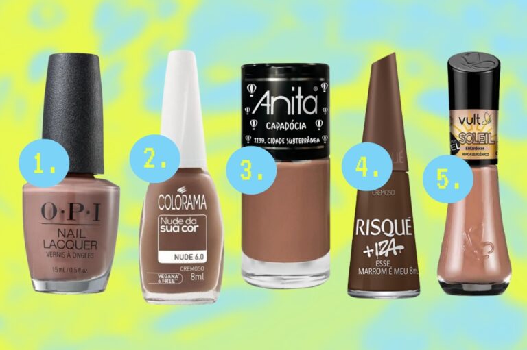 8 unhas decoradas no marrom Mocha Mousse, cor de 2025 da Pantone
