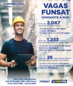 Funsat retorna com 2.010 vagas nesta quinta-feira (26)