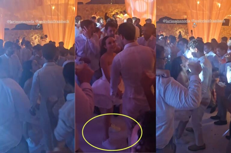 Larissa Manoela troca salto por tênis para curtir sua festa de casamento