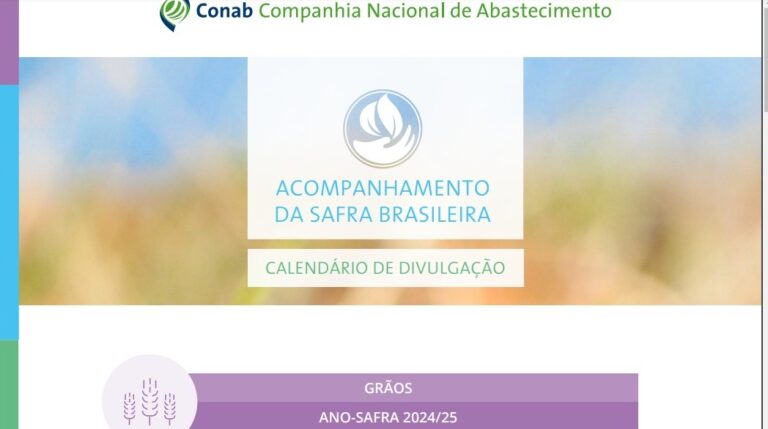 Conab divulga cronograma de 2025 com dados das principais safras do Brasil