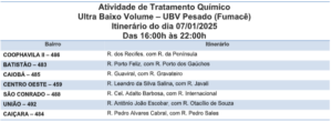 Está na Rota? Saiba por onde o fumacê passa nessa terça-feira (07)