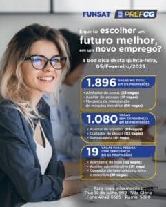 Funsat oferece 1.896 vagas de trabalho nesta quarta-feira (5)