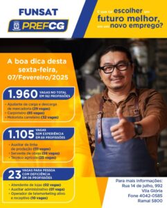 Funsat oferece 1.960 vagas nesta sexta-feira (7)