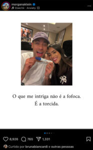 Curtida de Bruna Biancardi em publicação sobre possível affair de Neymar. Foto: Reprodução: Instagram