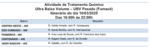 Está na rota? Confira se o fumacê passa pelo seu bairro hoje (10)