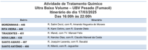 Está na rota? Veja quais os bairros por onde o fumacê passará hoje (17) 