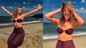 Paolla Oliveira posa de biquíni na praia: "Dona de mim"