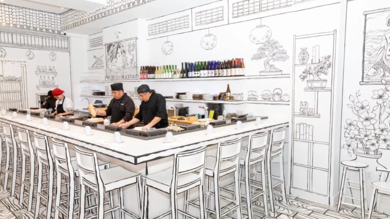 Refeição em 2D? Restaurante simula ambiente de caderno de desenho