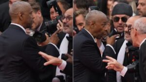 Denzel Washington discute com fotógrafo na chegada em Cannes