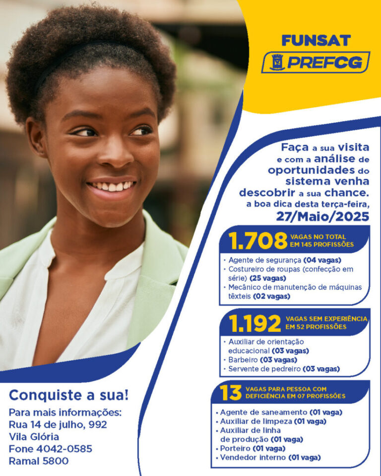 Funsat anuncia 1.708 vagas nesta terça-feira (27)