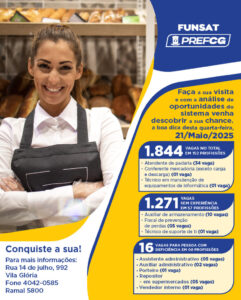 Funsat ofereve 1.844 vagas nesta quarta-feira (21)