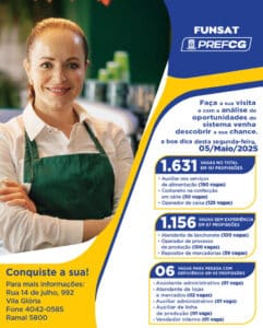 Funsat oferta 1.631 vagas nesta segunda-feira (05)