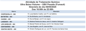 Tá na rota? Fumacê passa por sete bairros nesta quinta-feira (08)