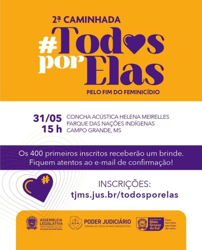<b>Combate ao feminicídio</b>: ALEMS participa da 2ª Caminhada Todos por Elas neste sábado