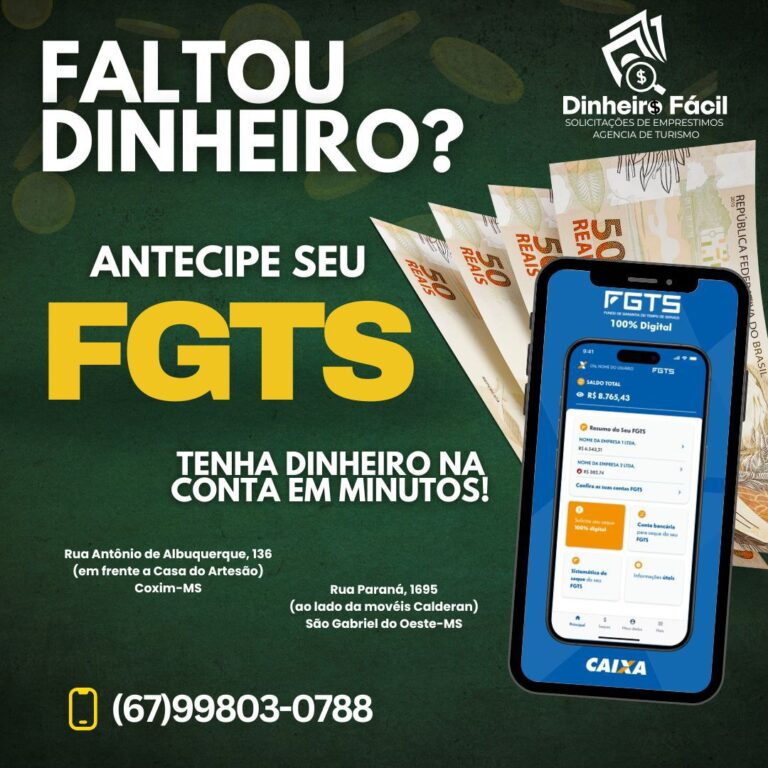 Agência Dinheiro Fácil facilita acesso ao saque do FGTS com crédito na conta em minutos