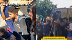 Alunos surpreendem equipe durante gravação em escola de Betim
