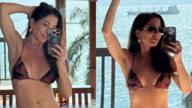 Ana Paula Padrão posa de biquíni e brinca: "Meu tipo de inverno"