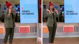 “Chacrinha News”:de gorro, jornalista da Globo esquenta audiência