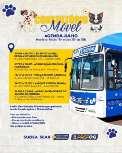 Consultório Móvel Veterinário leva atendimento para diversos bairros de Campo Grande no mês de julho