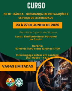 Curso de NR-10: Capacitação em Segurança com Eletricidade será realizado em Coxim