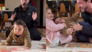 Eliezer posta vídeo de Ravi tentando engatinhar aos 7 meses
