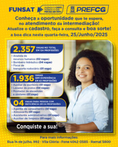 Funsat abre a Agência de Empregos com 2.357 vagas nesta quarta-feira (25)