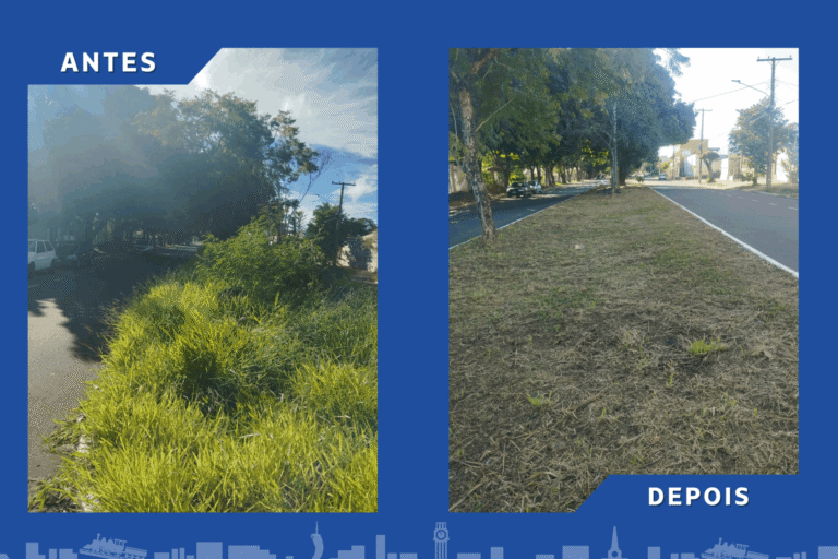 Indicação Atendida! A pedido do Vereador Marquinhos Trad, limpeza é feita no canteiro central da Rua Vítor Meireles