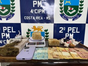 Polícia Militar apreende drogas e prende suspeita em ação contra o tráfico em Costa Rica