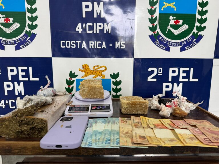 Polícia Militar apreende drogas e prende suspeita em ação contra o tráfico em Costa Rica