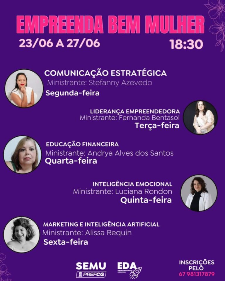 Prefeitura de Campo Grande abre inscrições para o projeto “Empreenda Bem, Mulher”