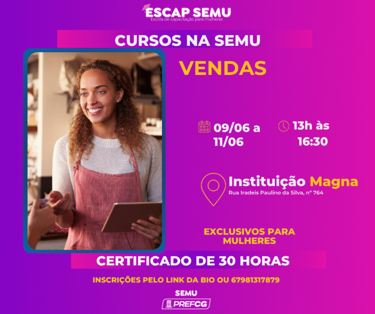 Prefeitura oferece cursos gratuitos de recepcionista e vendas exclusivos para mulheres