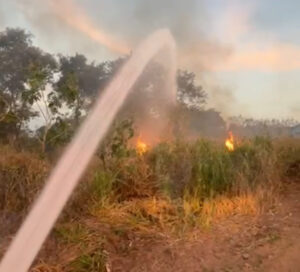 Bombeiros controlam incêndio em área pública no bairro Nova Coxim