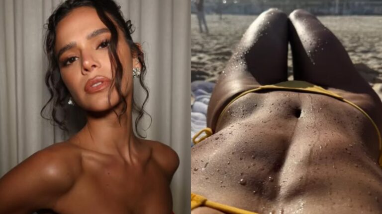 Bruna Marquezine mostra abdômen aos fãs em clique de biquíni