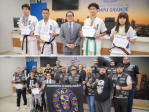 Campeões do Karatê e integrantes do Insanos Moto Clube são homenageados por Papy