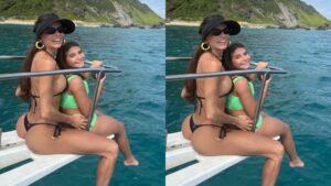 Deborah Secco curte passeio de lancha com a filha, Maria Flor