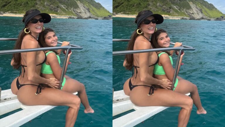 Deborah Secco curte passeio de lancha com a filha, Maria Flor