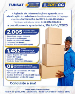 Em dia de Super Quarta, Funsat tem 2.005 vagas na intermediação 