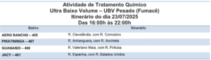 Está na rota? Fumacê percorre quatro bairros nessa quarta-feira 